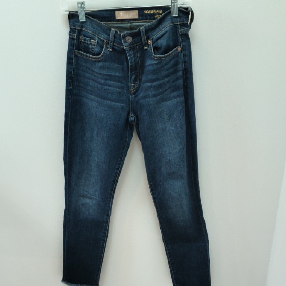 7 For All Mankind Blue Ankle Cropped Jeans